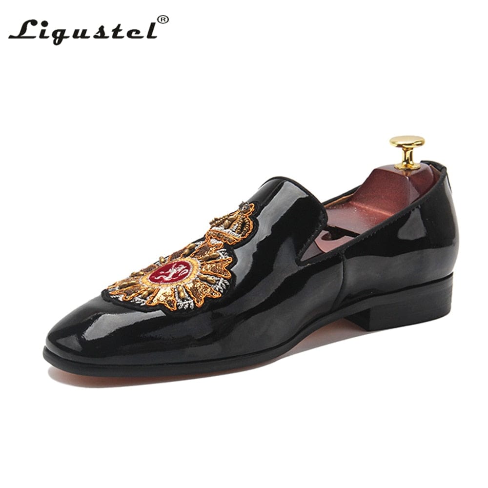 Men's Ligustel Red-Bottom Leather Loafers, Formal Dress, Size 13
