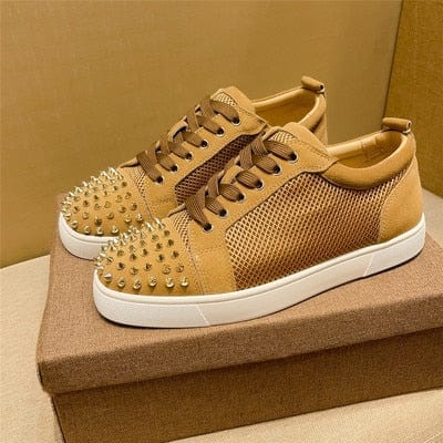 Men's Red Bottom Low-Top Leather Rivet Casual Sneakers 35-48