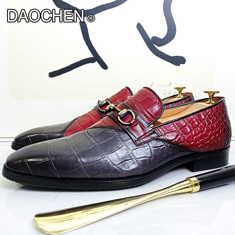 Men's Mixed-Color Horsebit Slip-On Leather Loafer Dress Shoes