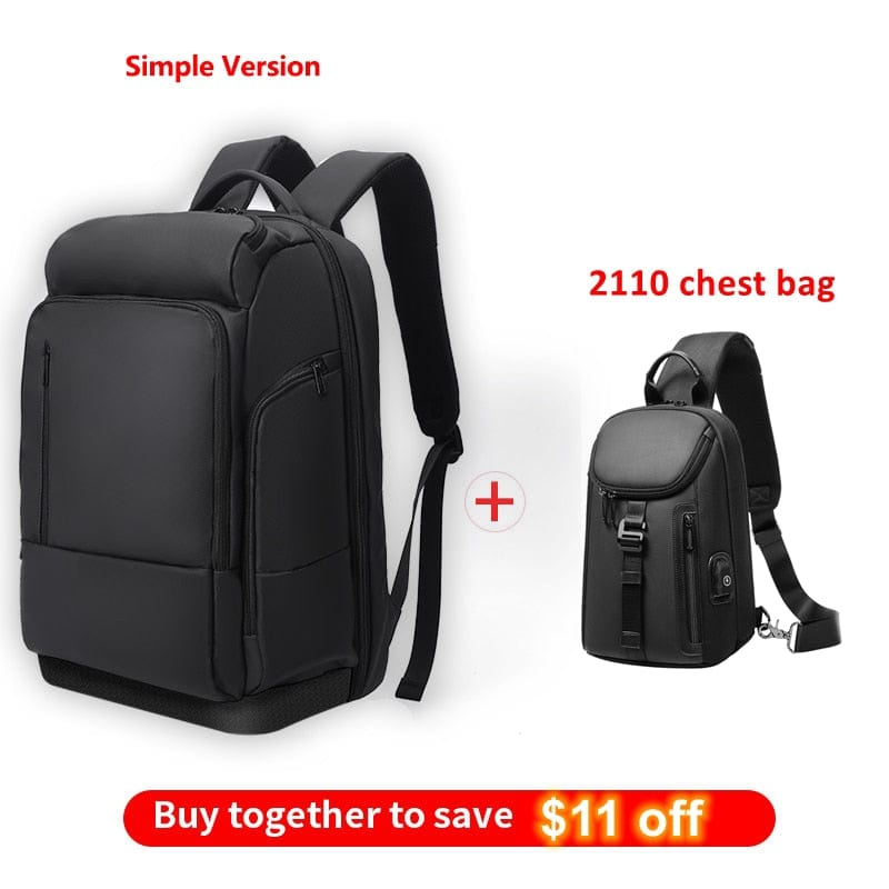 Men's 17 Inch Waterproof Laptop Backpack with USB Charging