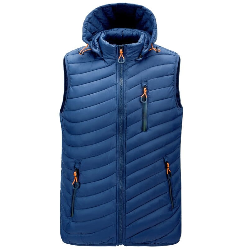 Men's Removable Hat Solid Color Winter Waistcoat Vest