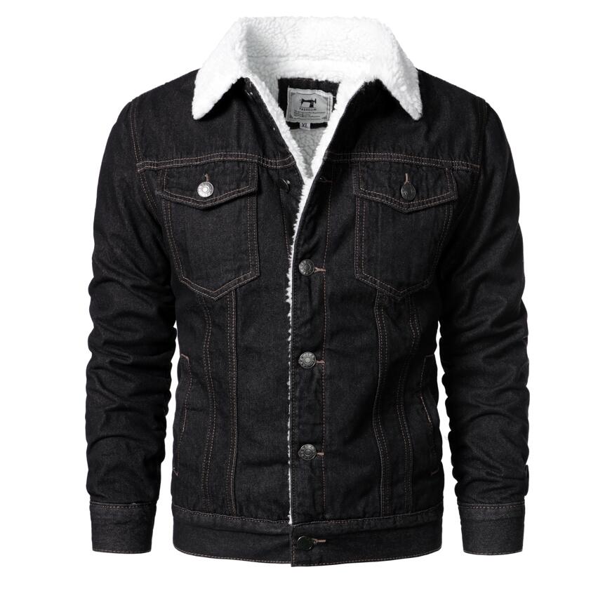 Men's Light Blue Thick Cotton Denim Jacket XS-6XL