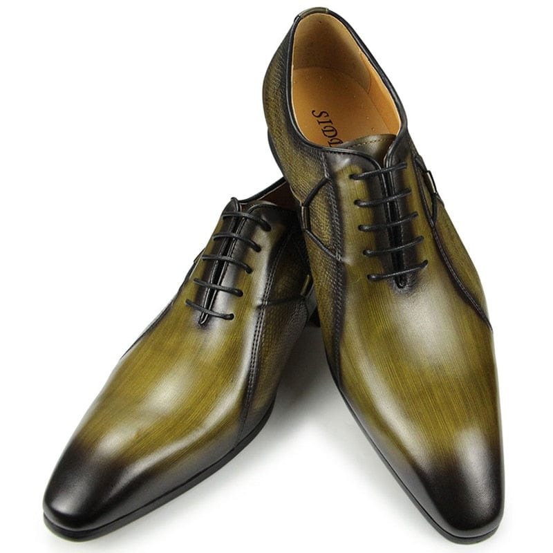 Men's Pointed Toe Leather Oxford Wedding Shoes