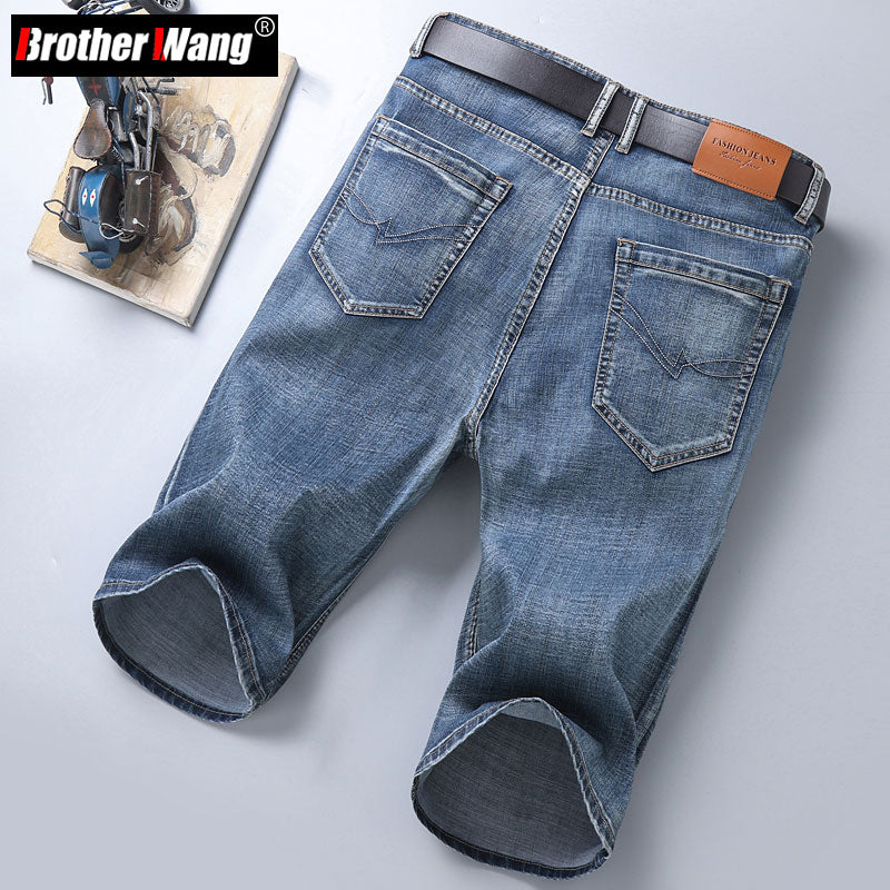 Men's Slim-Fit Stretch Cotton Vintage Denim Shorts