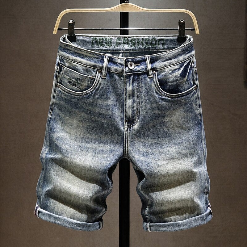 Men's Stretch Slim-Fit Elastic Denim Shorts