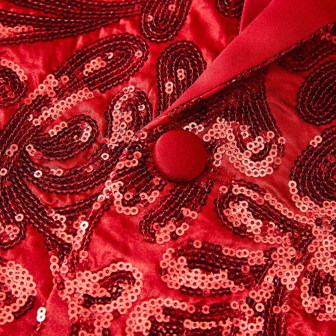 Men's Red Velvet Sequin Floral Shawl Lapel Party Blazer