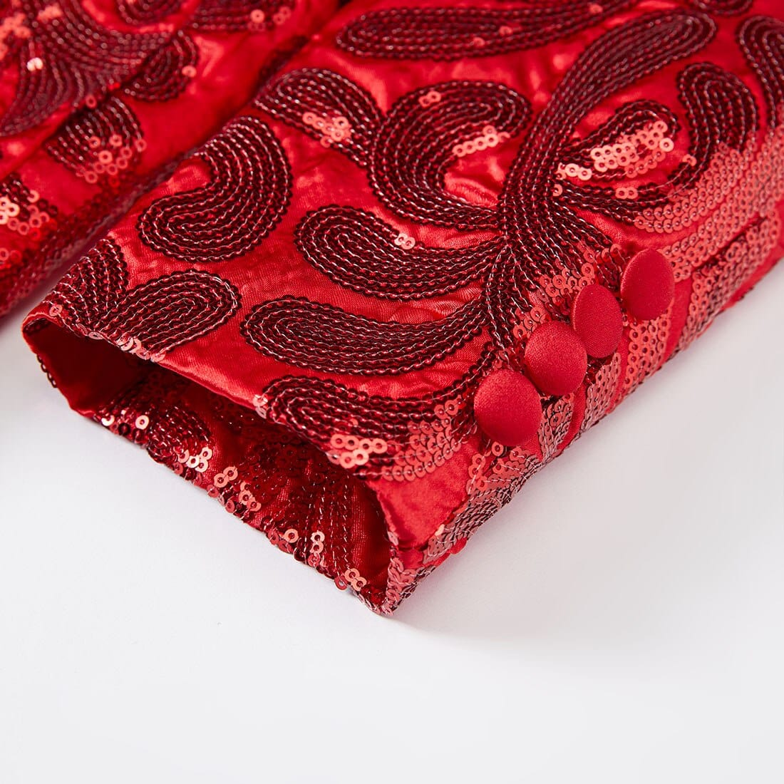 Men's Red Velvet Sequin Floral Shawl Lapel Party Blazer