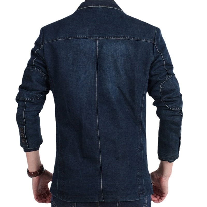 Men's Casual Denim Slim Single-Breasted Blazer Jacket
