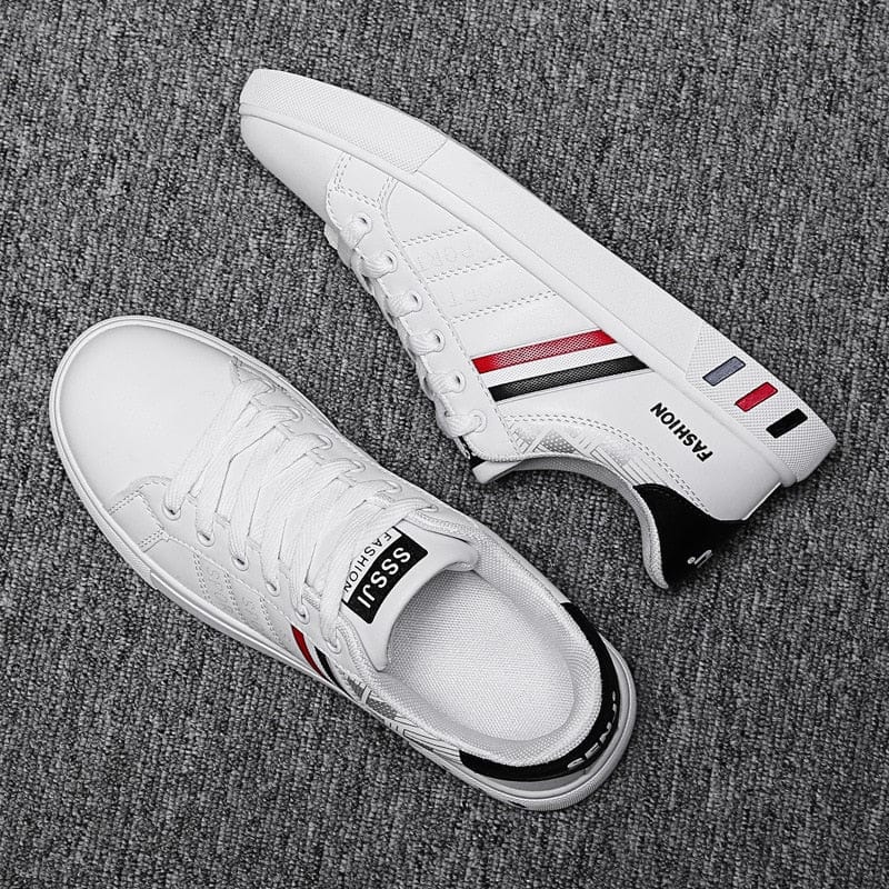 Men's Lightweight Breathable Lace-Up White Casual Sneakers Travel