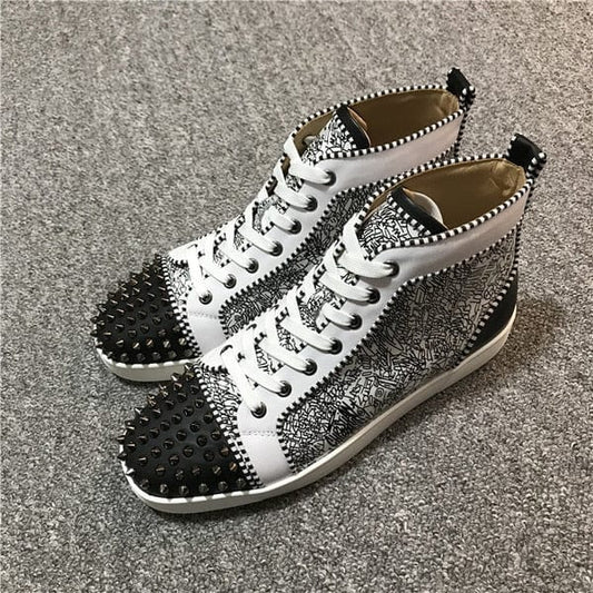Unisex Leather Rivet High-Top Casual Sneakers