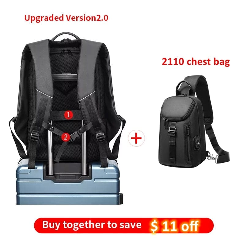 Men's 17 Inch Waterproof Laptop Backpack with USB Charging
