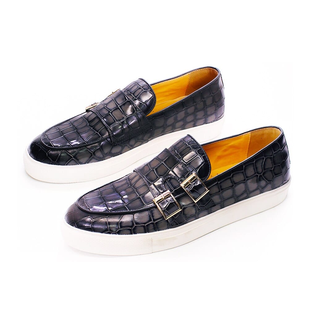 Men's crocodile print monk strap mules alternate angle