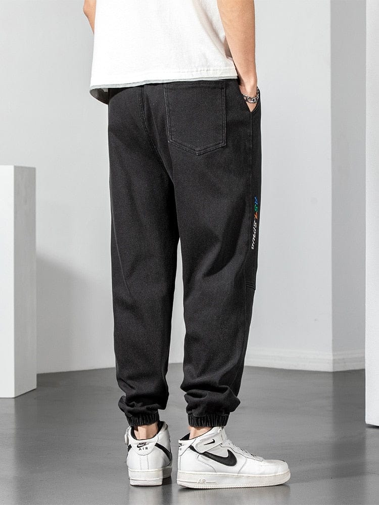 Men's Baggy Ankle-Length Denim Jogger Jeans, Plus Size 6XL-8XL
