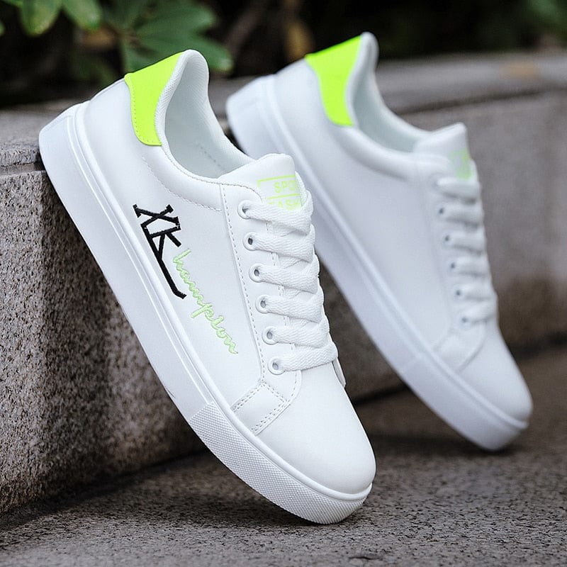 Men's Lightweight Breathable Lace-Up White Casual Sneakers Travel