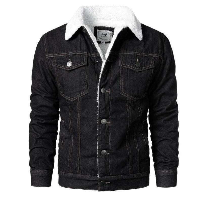 Men's Light Blue Thick Cotton Denim Jacket XS-6XL