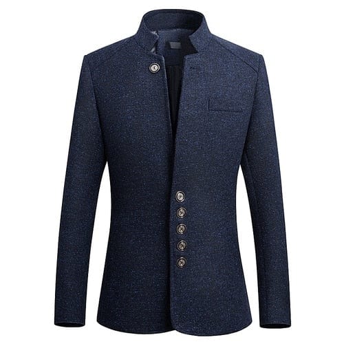 Men's Chinese Stand Collar Printed Blazer Jacket M-5XL