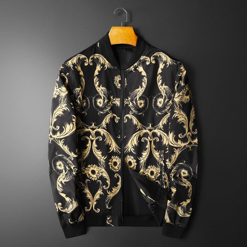 Men's M-5XL Print Stand Collar Casual Stage Jacket