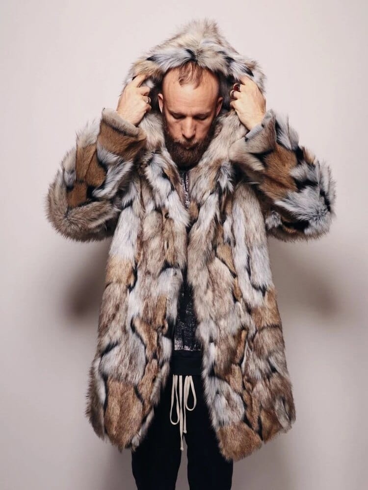 Men's Winter Thick Hooded Faux Fur Long-Sleeve Warm Jacket