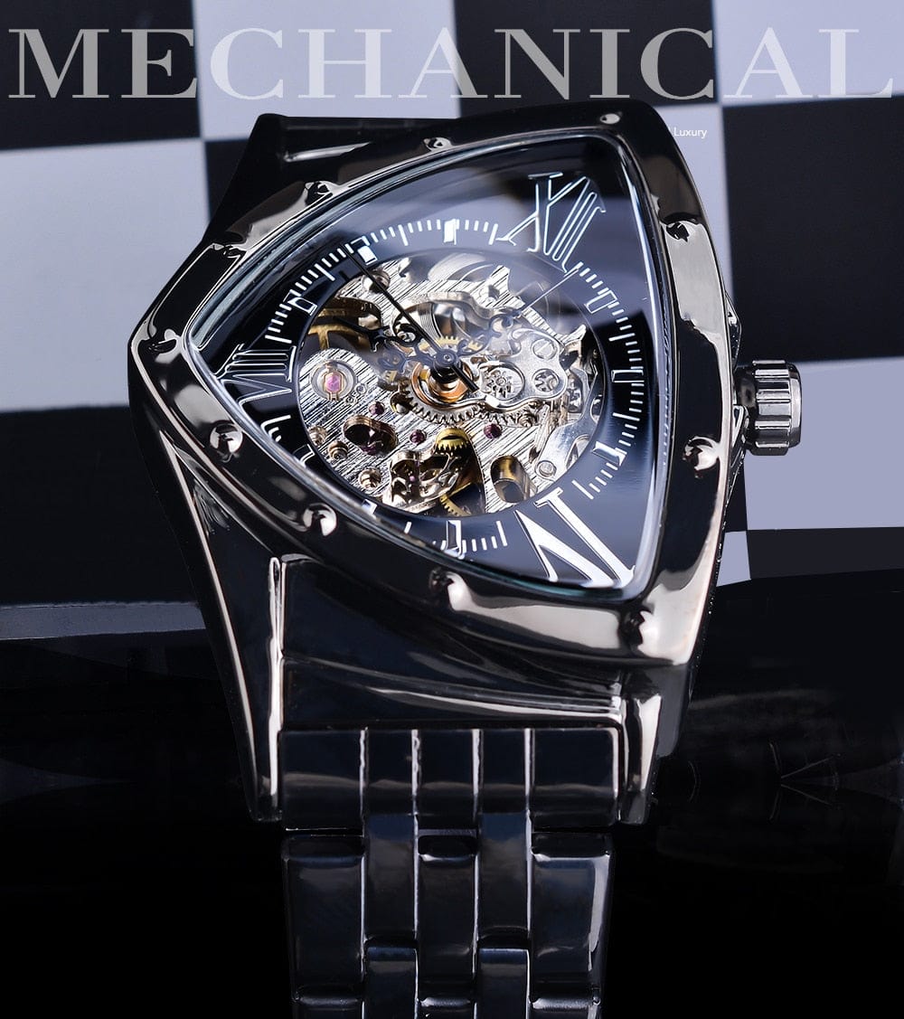 Men's Triangle Skeleton Automatic Stainless Steel Watch