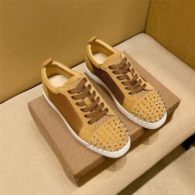 Men's Red Bottom Low-Top Leather Rivet Casual Sneakers 35-48