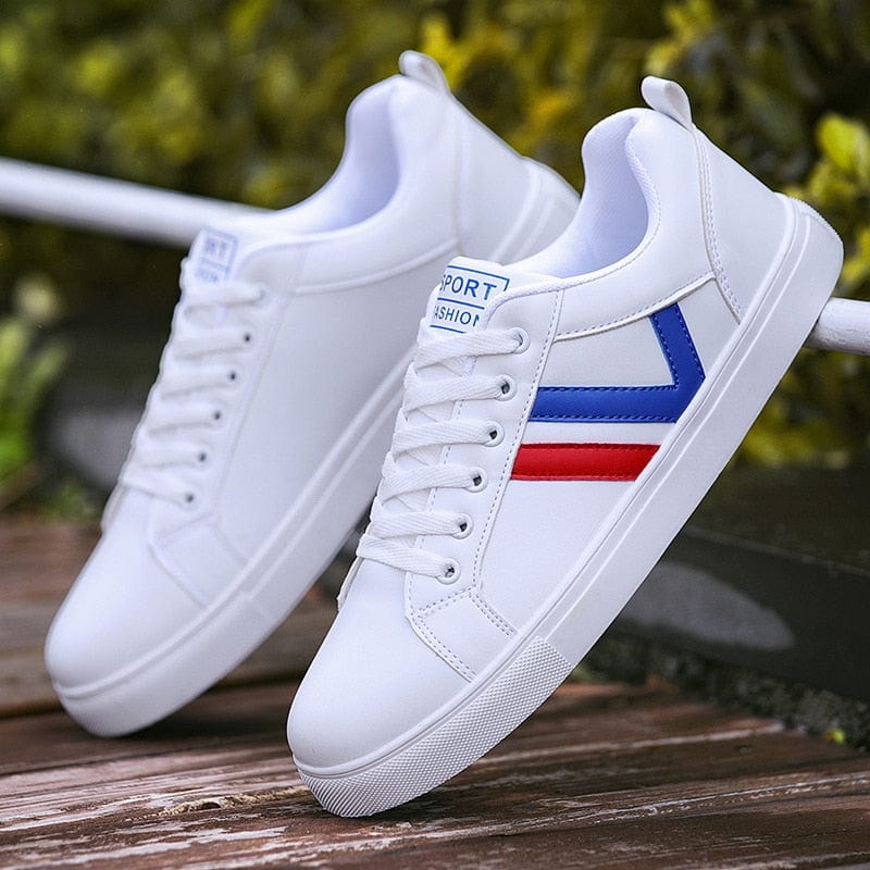 Men's Lightweight Breathable Lace-Up White Casual Sneakers Travel
