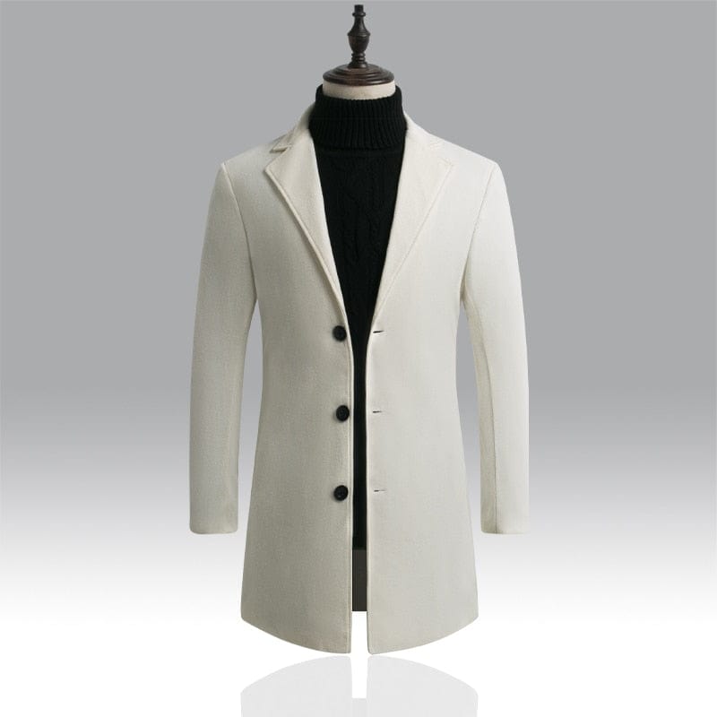 Men's Solid Color Single Breasted Trench Windbreaker