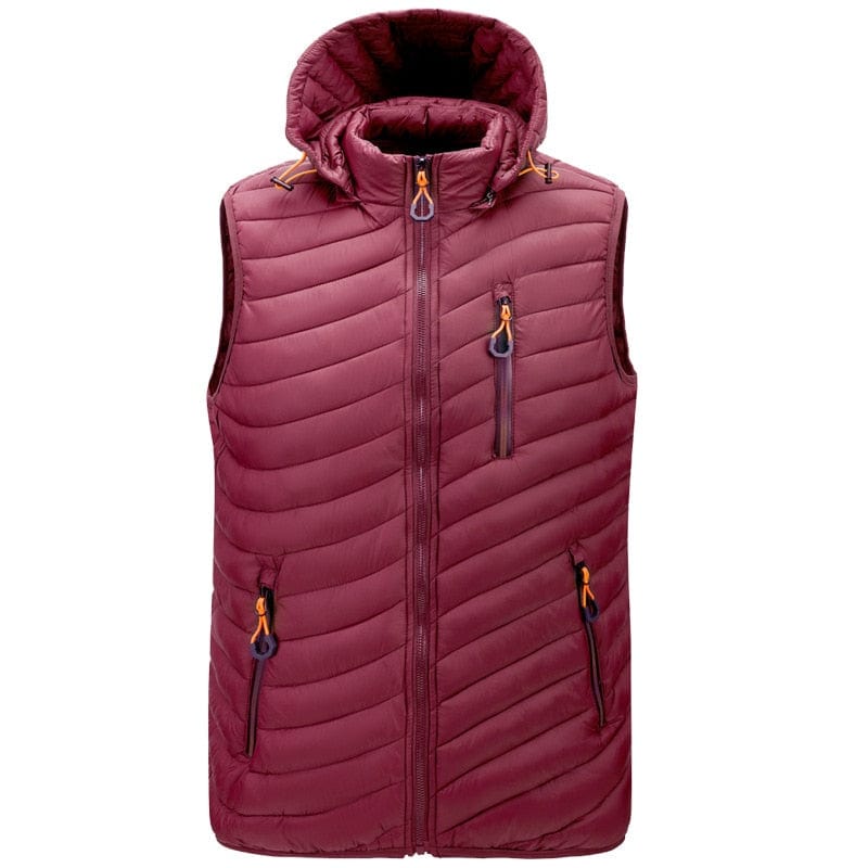 Men's Removable Hat Solid Color Winter Waistcoat Vest