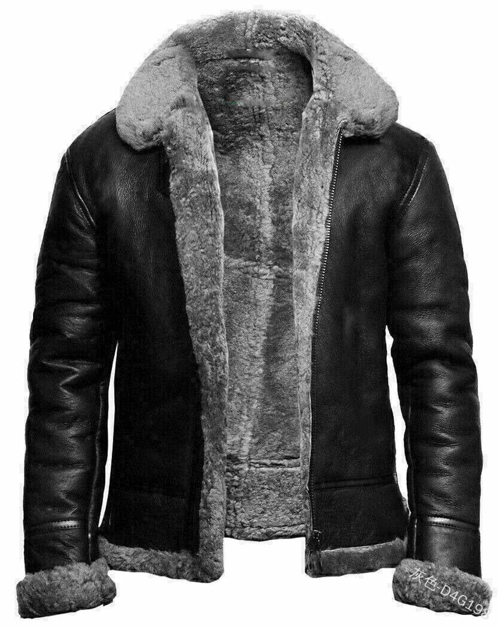 Men's Winter Thick Fleece PU Leather Waterproof Biker Jacket