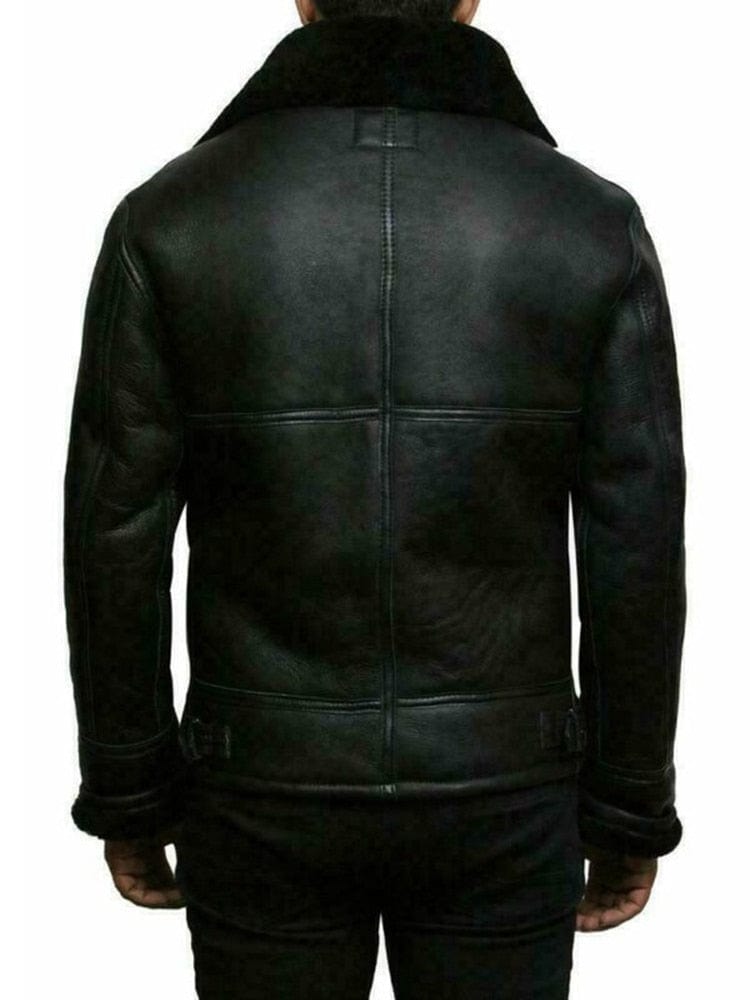 Men's Faux Fur Shearling PU Leather Winter Jacket