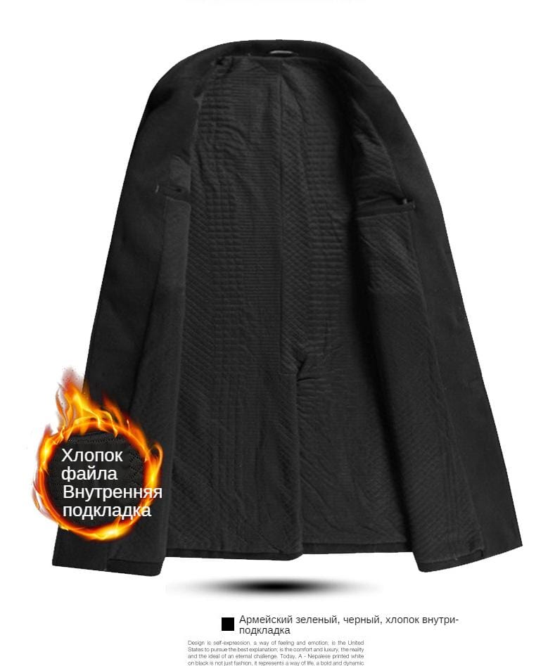 Men's Below-the-Knee Wool Overcoat (51% Wool)