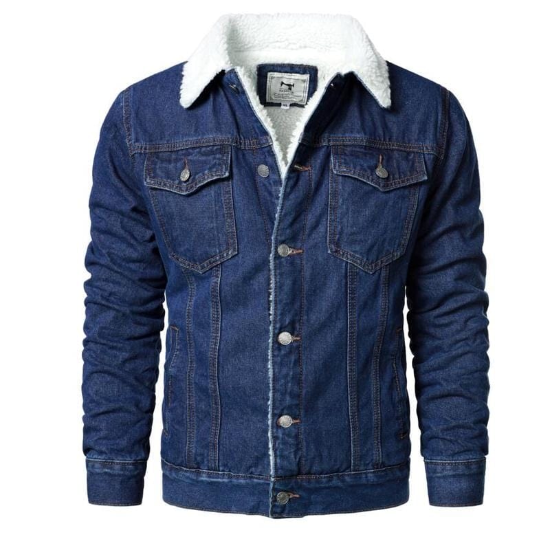 Men's Light Blue Thick Cotton Denim Jacket XS-6XL