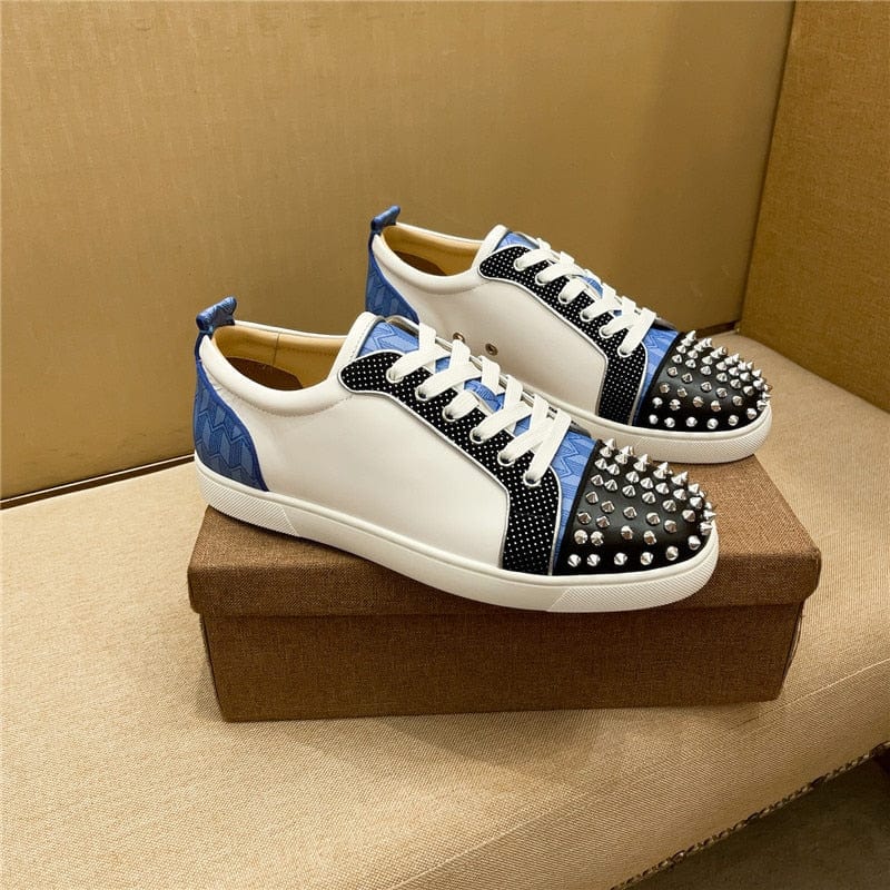 Men's Red Sole Low-Top Leather Rivet Casual Sneakers 35-48