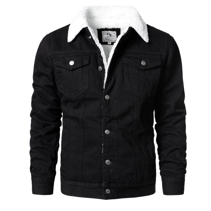 Men's Light Blue Thick Cotton Denim Jacket XS-6XL