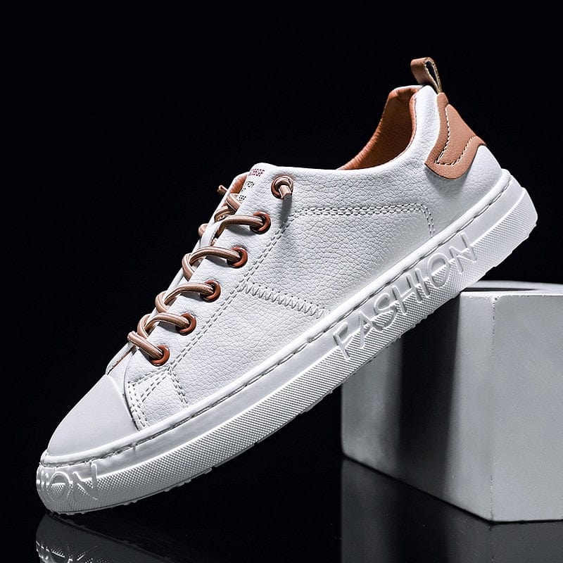 Men's Lightweight Breathable Lace-Up White Casual Sneakers Travel