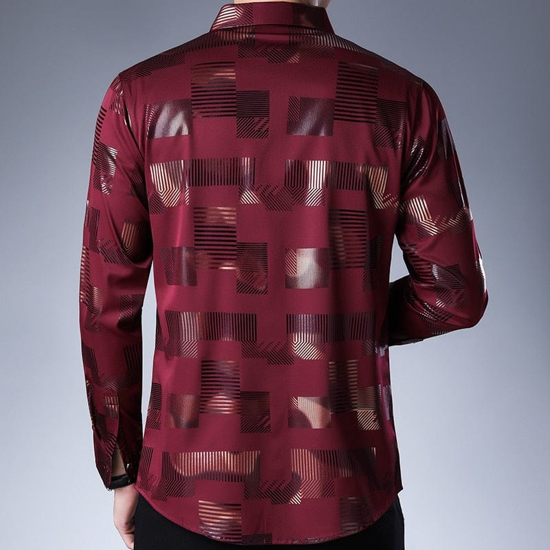 Men's Plaid Slim Fit Long Sleeve Dress Shirt
