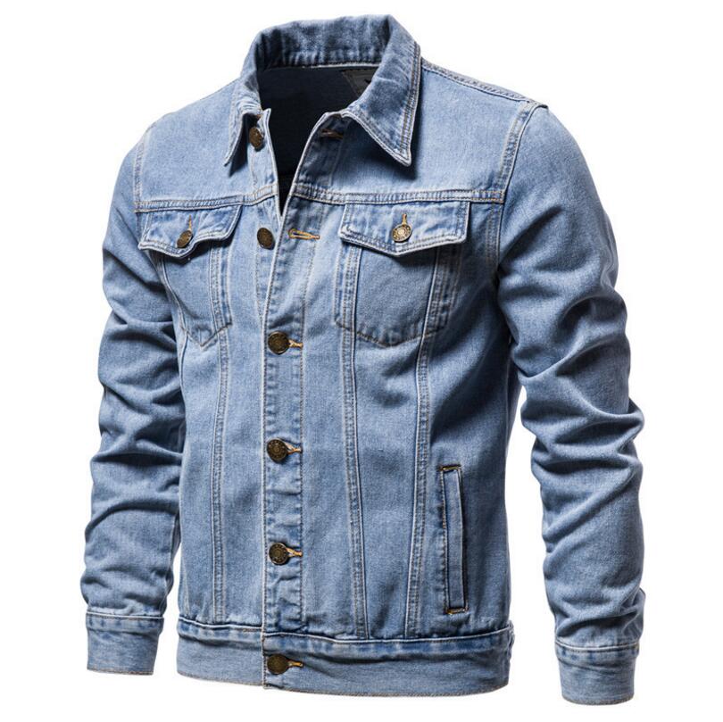 Men's Light Blue Thick Cotton Denim Jacket XS-6XL