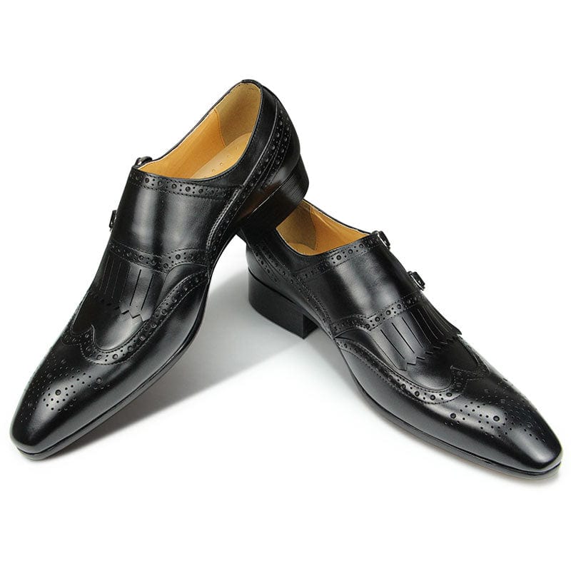 Men's Cowhide Pointed Toe British Formal Wedding Office Leather Shoes