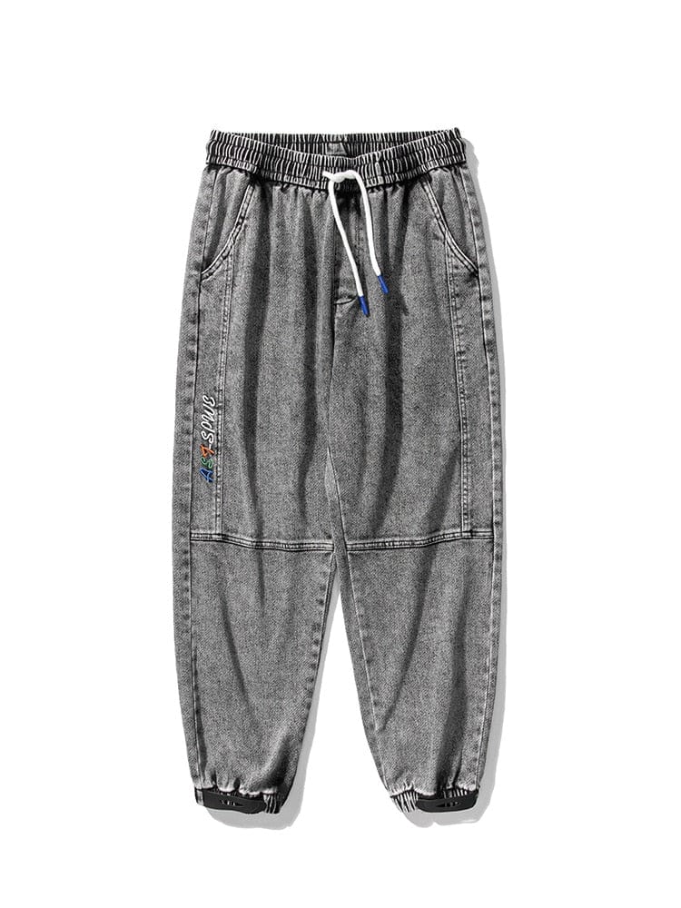 Men's Baggy Ankle-Length Denim Jogger Jeans, Plus Size 6XL-8XL