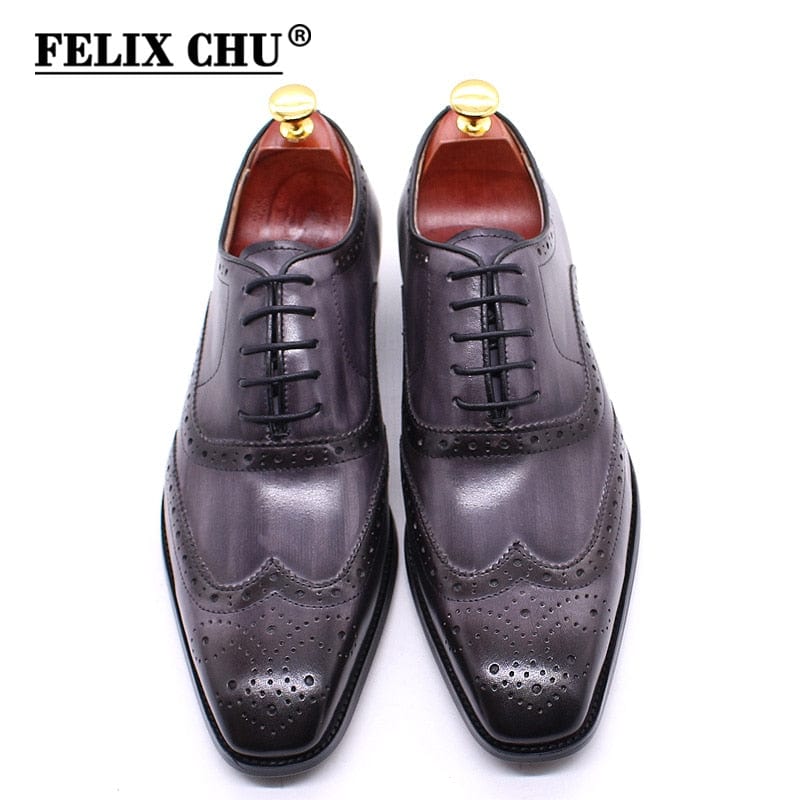 Men's calf leather oxford gray product photo
