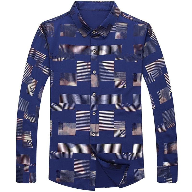 Men's Plaid Slim Fit Long Sleeve Dress Shirt