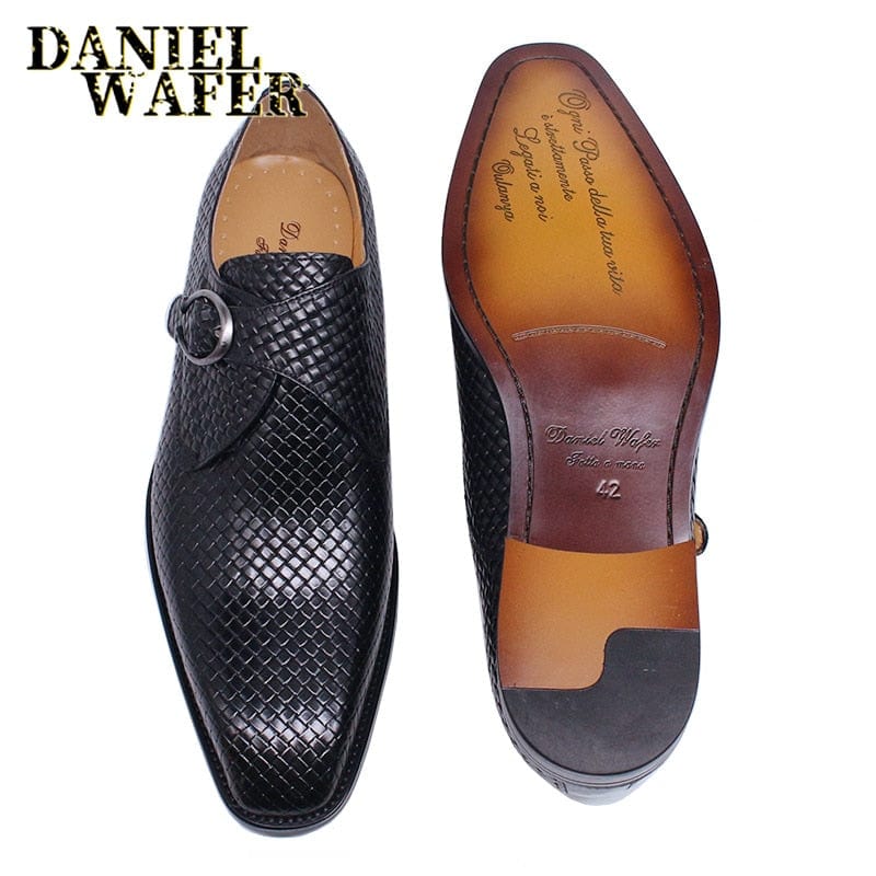 Men's Monk Strap Mix Color Genuine Leather Slip-On Dress Loafers