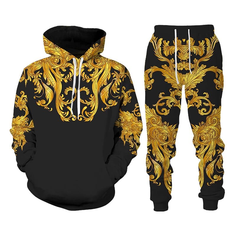 Men's 3D Lion Print Hoodie and Sweatpants Tracksuit