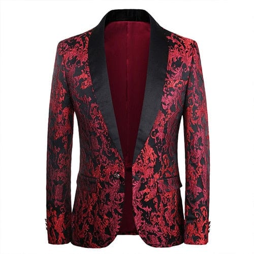 Men's Double-Breasted Slim Fit Tuxedo Blazer — Black & Blue