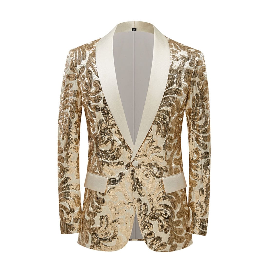 Men's Red Velvet Sequin Floral Shawl Lapel Party Blazer