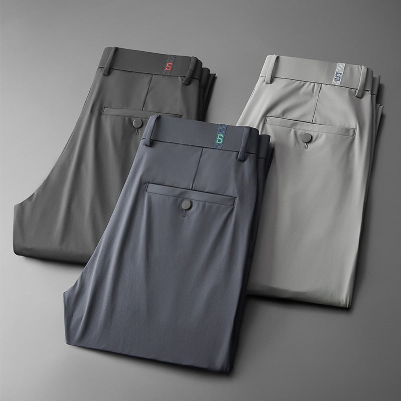 Men's Ice Silk Mid Straight Casual Pants