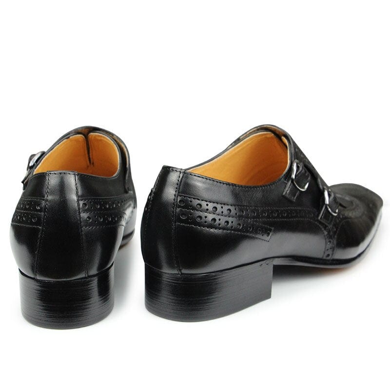 Men's Cowhide Pointed Toe British Formal Wedding Office Leather Shoes