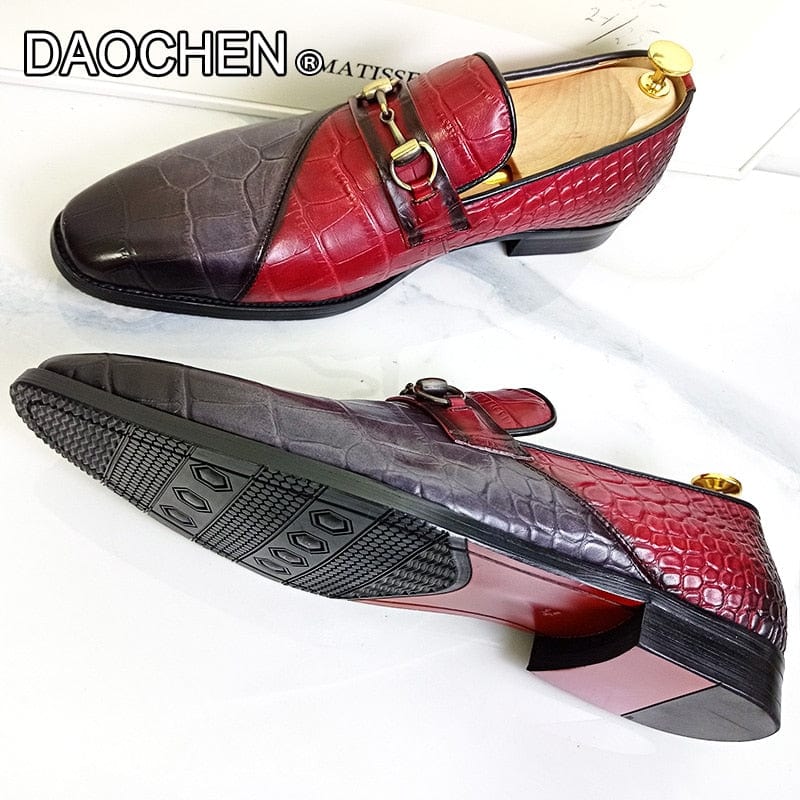 Men's Mixed-Color Horsebit Slip-On Leather Loafer Dress Shoes