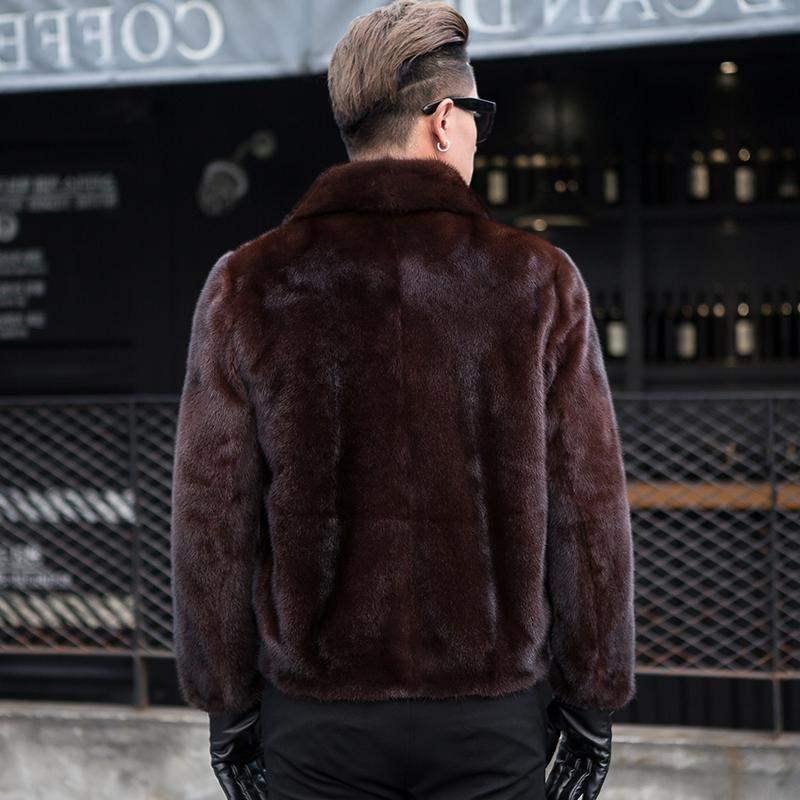 Men's Faux Mink Fur Lapel Warm Coat