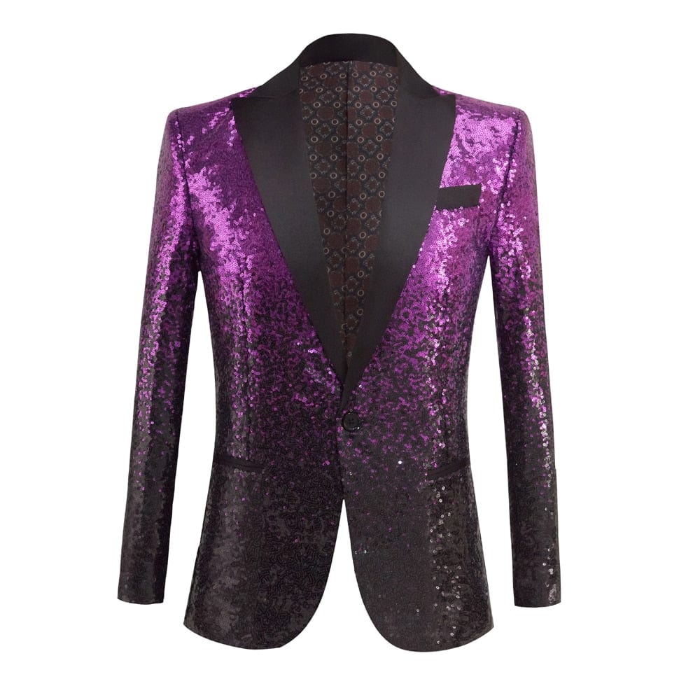 Men's Black Sequin Shawl Collar Stage Prom Blazer Jacket