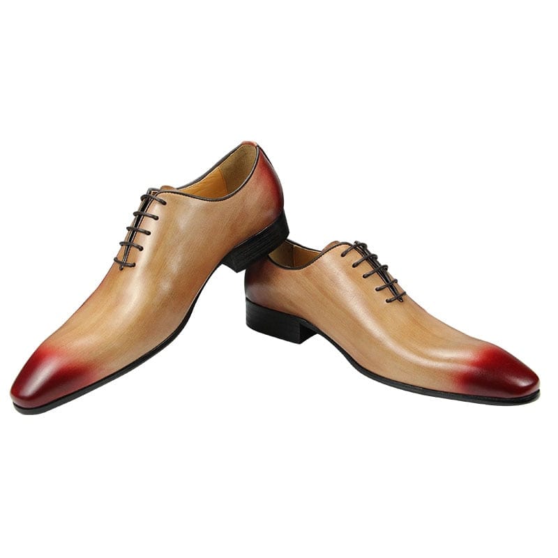 Men's Genuine Leather Lace-Up Oxford Wedding Dress Shoes